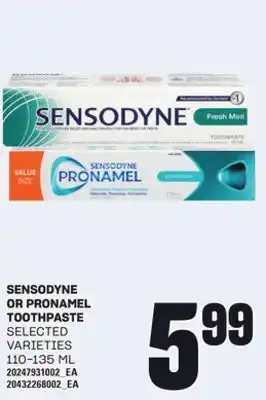 Loblaws SENSODYNE OR PRONAMEL TOOTHPASTE, 110-135 ML offer