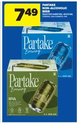 Real Canadian Superstore PARTAKE NON-ALCOHOLIC BEER, 4X355 ML offer