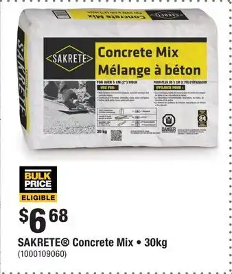 Home Depot SAKRETE Concrete Mix • 30kg offer