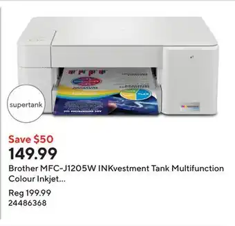 Staples Brother MFC-J1205W INKvestment Tank Multifunction Colour Inkjet Printer offer