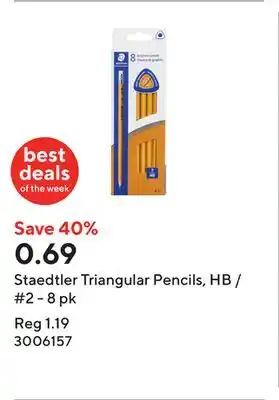 Staples Staedtler Triangular Pencils, HB / #2 - 8 pk offer