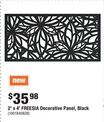 Home Depot 2' x 4' FREESIA Decorative Panel, Black offer