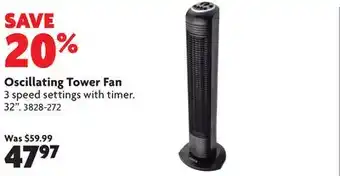 Home Hardware Oscillating Tower Fan offer