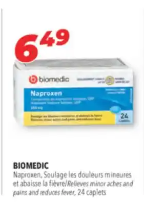 Familiprix BIOMEDIC, Relieves minor aches and pains and reduces fever, 24 caplets offer