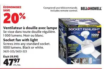 Home Hardware Socket fan with light offer