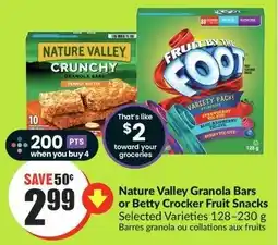 FreshCo Nature Valley Granola Bars or Betty Crocker Fruit Snacks Selected Varieties 128-230 g Barres granola ou collations aux fruits offer