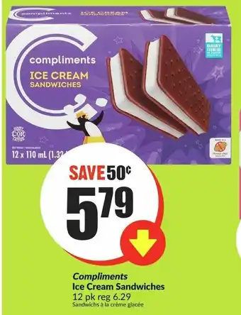 FreshCo Compliments Ice Cream Sandwiches 12 pk offer