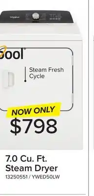 Leon's Whirlpool White Electric Steam Dryer with Moisture Sensing (7.0 Cu.Ft.) - YWED5050LW offer