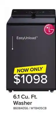 Leon's LG Matte Black Top Load Washer with 4-Way Agitator (6.1 cu. ft.) - WT8405CB offer