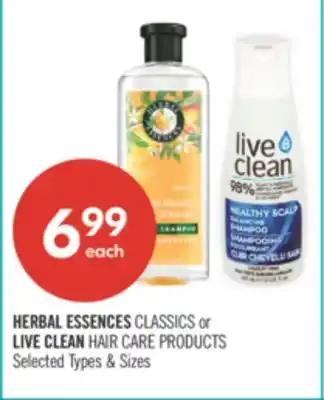 Shoppers Drug Mart Herbal Essences Classics or Live Clean Hair Care Products offer