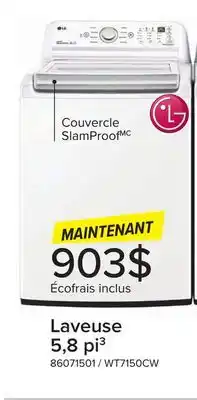 Leon's Laveuse à chargement par le haut 5,8 pi³ avec technologie 6MotionMC blanc WT7150CW LG offer