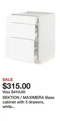 IKEA SEKTION / MAXIMERA Base cabinet with 3 drawers, white Enköping/white wood effect offer
