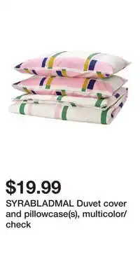 IKEA SYRABLADMAL Duvet cover and pillowcase(s), multicolor/check offer
