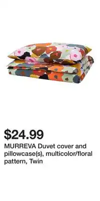 IKEA MURREVA Duvet cover and pillowcase(s), multicolor/floral pattern, Twin offer