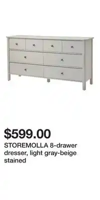 IKEA STOREMOLLA 8-drawer dresser, light gray-beige stained offer