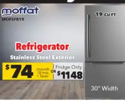Surplus Furniture Moffat Stainless Steel 19 Cu Ft Refrigerator offer