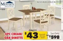 Surplus Furniture Cream & Oak 5Pc Dinette Set offer