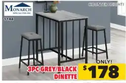 Surplus Furniture Grey/Black Metal 3PC Counter Height Dinette offer