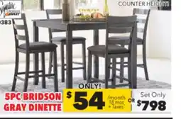 Surplus Furniture Bridson Gray Counter Height 5Pc Dinette Set offer