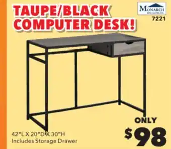 Surplus Furniture Taupe/Black Computer Desk offer
