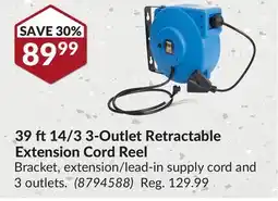 Princess Auto 39 ft14/3 3-Outlet Retractable Extension Cord Reel offer