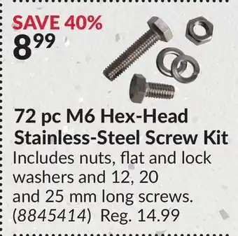Princess Auto 72 pc M6 Hex-Head Stainless-Steel Screw Kit offer