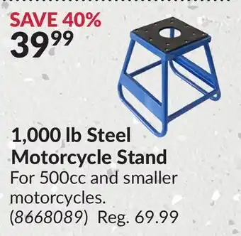 Princess Auto 1,000 lb Steel Motorcycle Stand offer
