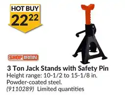 Princess Auto Shop Iron 3 Ton Jack Stands with Safety Pin offer