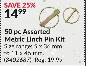 Princess Auto 50 pc Assorted Metric Linch Pin Kit offer
