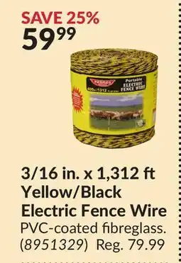 Princess Auto 3/16 in. x 1,312 Yellow/Black Electric Fence Wire offer