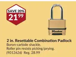 Princess Auto 2 in. Resettable Combination Padlock offer