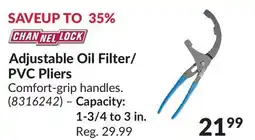 Princess Auto Adjustable Oil Filter/PVC Pliers offer