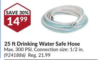 Princess Auto 25 ft Drinking Water Safe Hose offer