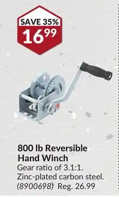 Princess Auto 800 lb Reversible Hand Winch offer