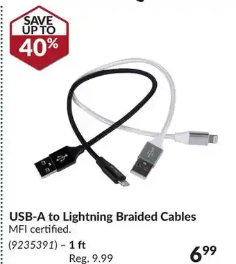 Princess Auto USB-A to Lightning Braided Cables offer