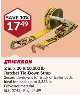 Princess Auto 2 in. x 20 ft 10,000 lb Ratchet Tie-Down Strap offer