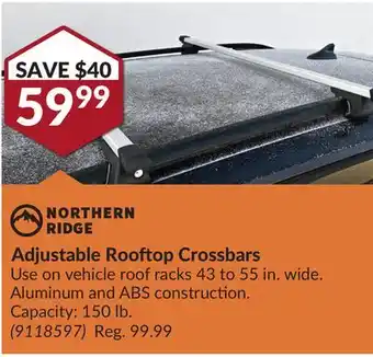 Princess Auto Adjustable Rooftop Crossbars offer
