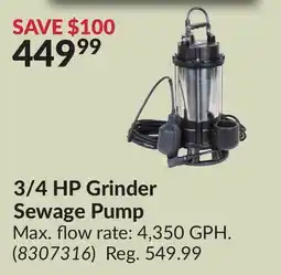 Princess Auto 3/4 HP Grinder Sewage offer