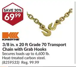 Princess Auto 3/8 in. x 2 0 ft Grade 70 Transport Chain with Grab Hooks offer