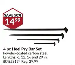 Princess Auto 4 pc Heel Pry Bar Set offer