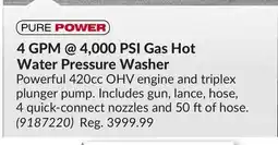 Princess Auto 4 GPM @ 4,000 PSI Gas Hot Water Pressure Washer offer