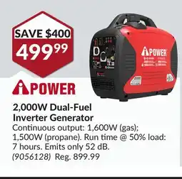 Princess Auto 2,000W Dual-Fuel Inverter Generator offer