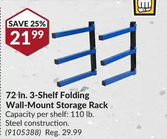 Princess Auto Power Fist 72 in. 3-Shelf Folding Wall-Mount Storage Rack offer
