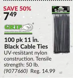 Princess Auto Grip 100 pk Black Cable Ties offer