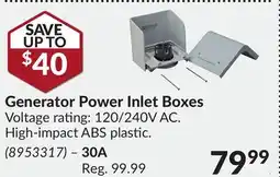 Princess Auto Generator Power Inlet Boxes 30A offer