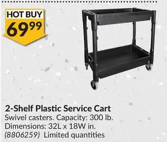 Princess Auto 2-Shelf Plastic Service Cart offer