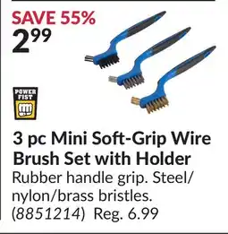 Princess Auto Power Fist 3 pc Mini Soft-Grip Wire Brush Set with Holder offer