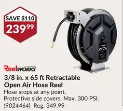 Princess Auto 3/8 in. x 6 5 ft Retractable Open Air Hose Reel offer
