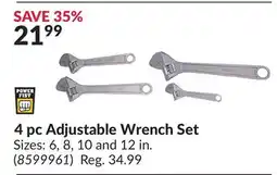 Princess Auto 4 pc Adjustable Wrench Set offer