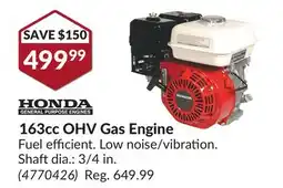 Princess Auto 163cc OHV G Engine offer